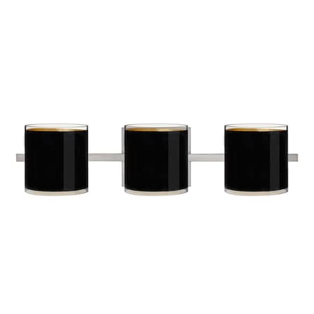 Besa Lighting Pogo Vanity, Black/Inner Gold, Satin Nickel Finish, 3x50W Halogen 3WS-7180GF-SN